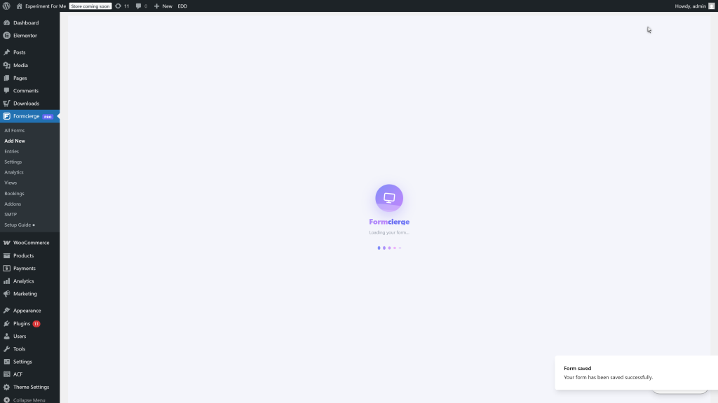 Step 8: Save the form for the first time